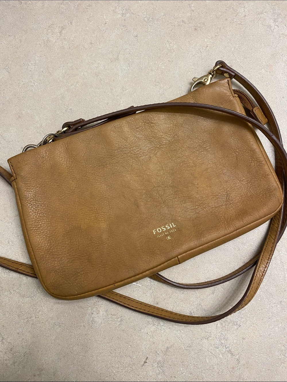 Fossil Cognac Leather Crossbody Purse